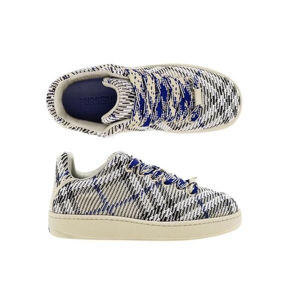 $890 Burberry Knit Box Sneakers Men Lichen Ip Check Size 8 /41